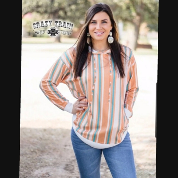 Crazy Train Tops - Mustard Stripe Hoodie